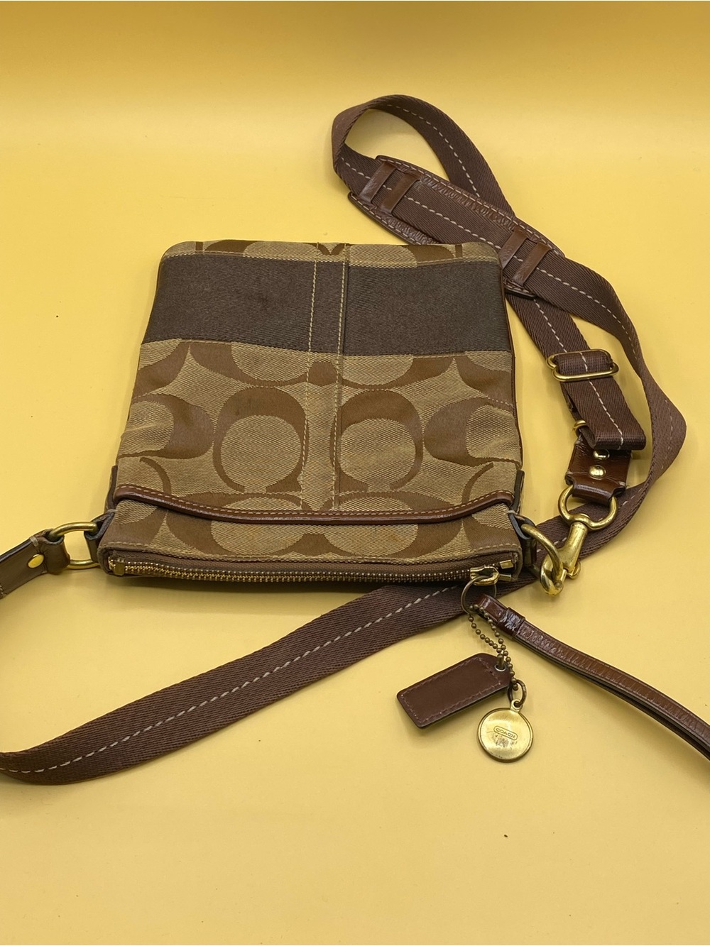 Coach Brown Signature Canvas Small Crossbody Bag - Picture 2 of 4